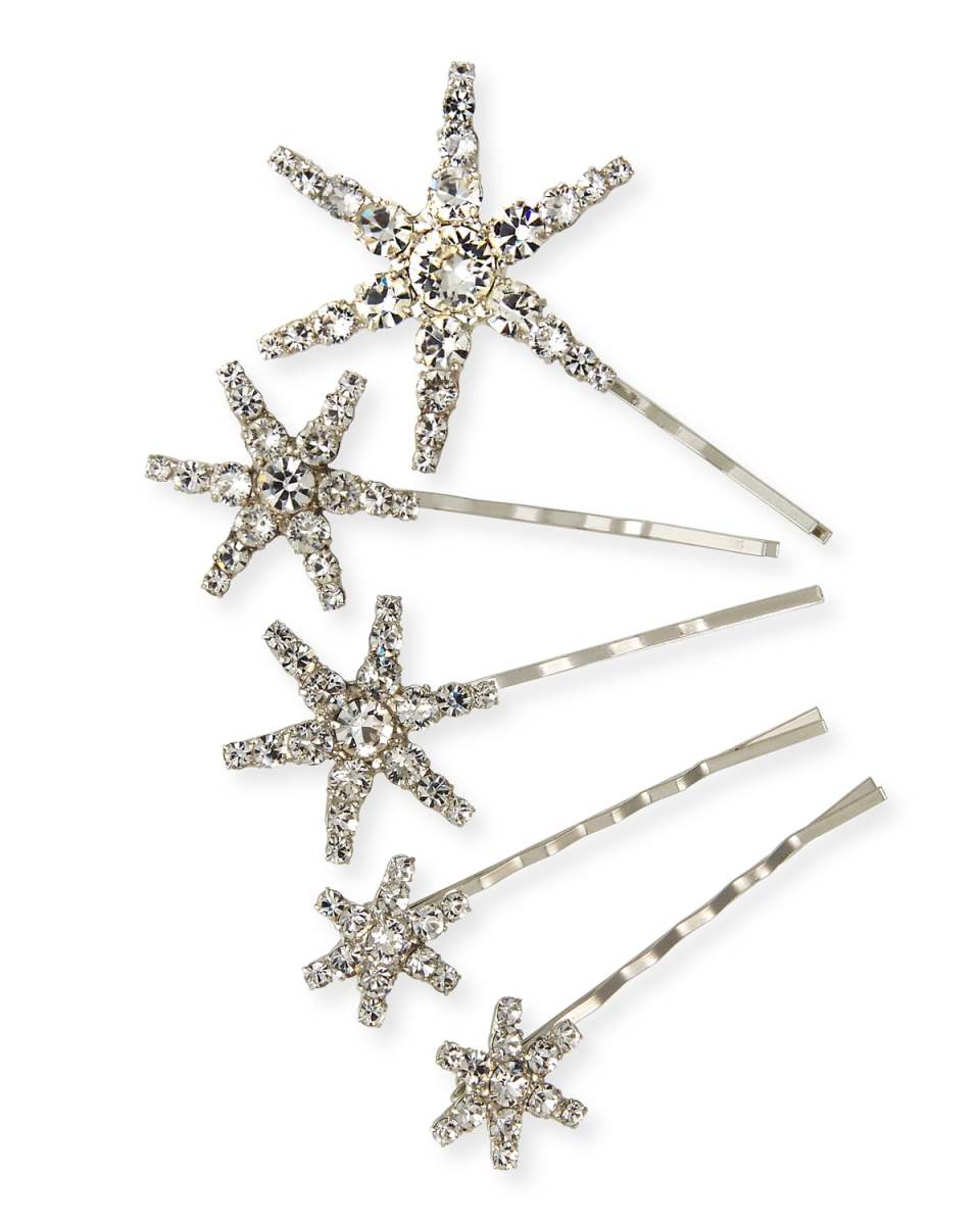 Vespera Crystal Embellished Bobby Pins, Set of 5